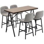 Ensemble table de bar avec 4 tabourets rembourrs pieds en acier gris