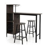 Ensemble table de bar et tabourets 3 pices marron
