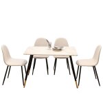 Ensemble table blanche effet marbre et 4 chaises Ensemble table blanche effet marbre et 4 chaises