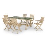 Ensemble table en bois et céramique verte 205x105 + 6 fauteuils Ensemble table en bois et céramique verte 205x105 + 6 fauteuils