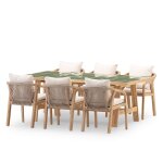 Ensemble de table en bois vert et céramique et 6 chaises Ensemble de table en bois vert et céramique et 6 chaises