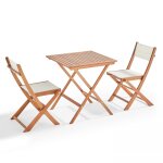 Ensemble table carre pliante et 2 chaises pliantes blanches