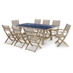 Ensemble table cramique bleue 205x105 et 8 chaises