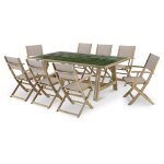 Ensemble table cramique verte 205x105 et 8 chaises