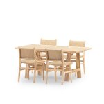 Ensemble table et chaises 4 pl cramique beige 168x87