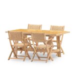 Ensemble table et chaises 4 pl cramique moutarde 168x87