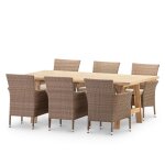 Ensemble table et chaises 6 pl cramique beige 205x105