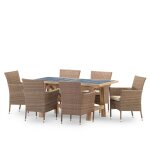 Ensemble table et chaises 6 pl cramique bleue 168x87