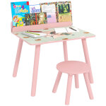 Ensemble table et chaise enfant avec porte - livres motifs d'ours rose