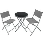 Ensemble table et chaises de jardin bistrot pliable 2 personnes gris