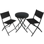Ensemble table et chaises de jardin bistrot pliable 2 personnes noir Ensemble table et chaises de jardin bistrot pliable 2 personnes noir