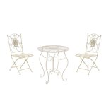 Ensemble table et chaises de jardin en mtal crme antique