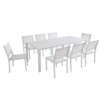 Ensemble table extensible et 8 chaises de jardin en aluminium blanc