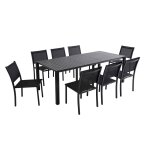 Ensemble table extensible et 8 chaises de jardin en aluminium gris