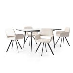 Ensemble table extensible effet marbre blanche 120 - 160 et 4 chaises Ensemble table extensible effet marbre blanche 120 - 160 et 4 chaises
