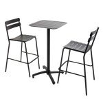Ensemble table haute de terrasse et 2 chaises en aluminium noir Ensemble table haute de terrasse et 2 chaises en aluminium noir