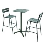 Ensemble table haute de terrasse et 2 chaises en aluminium vert Ensemble table haute de terrasse et 2 chaises en aluminium vert