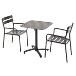 Ensemble table inclinable de terrasse 70 x 70 cm et 2 fauteuils noir