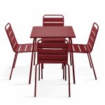 Ensemble table de jardin et 4 chaises en m�tal pourpre