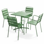Ensemble table de jardin et 4 fauteuils en mtal vert cactus