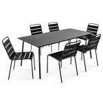 Ensemble table de jardin et 6 chaises en mtal noir