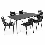 Ensemble table de jardin et 6 fauteuils en mtal noir
