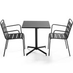 Ensemble table de jardin bistrot et 2 fauteuils mtal anthracite