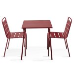 Ensemble table de jardin carr�e et 2 chaises pourpre