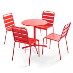 Ensemble table de jardin ronde et 4 chaises rouge Ensemble table de jardin ronde et 4 chaises rouge