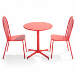 Ensemble table ronde et 2 chaises de jardin bistrot en métal rouge Ensemble table ronde et 2 chaises de jardin bistrot en métal rouge