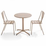 Ensemble table ronde et 2 chaises de jardin bistrot en mtal taupe