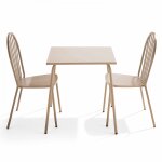 Ensemble table de terrasse et 2 chaises bistrot en acier taupe Ensemble table de terrasse et 2 chaises bistrot en acier taupe