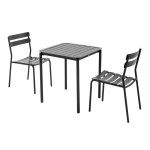 Ensemble table de terrasse 70cm et 2 chaises noir