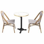 Ensemble table de terrasse marbre blanc et 2 chaises