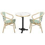 Ensemble table de terrasse marbre blanc et 2 chaises vert Ensemble table de terrasse marbre blanc et 2 chaises vert