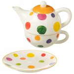Ensemble th�i�re �go�ste en porcelaine � pois multicolores