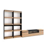 Ensemble tv effet bois de chêne noir 320x35x186cm cheminée effet feu Ensemble tv effet bois de chêne noir 320x35x186cm cheminée effet feu