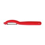 Eplucheur pivotant lame double crant rouge en plastique h1