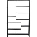 Etagre 195cm en verre textur et acier noir