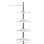 Etagère d'angle réglable blanc et métal avec 4 plateaux et 3 crochets Etagère d'angle réglable blanc et métal avec 4 plateaux et 3 crochets