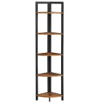 tagre d'angle style industriel 5 niveaux effet bois noir