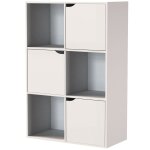 Étagère bibliothèque blanche basse 3 portes 3 étagères 59x29x90cm Étagère bibliothèque blanche basse 3 portes 3 étagères 59x29x90cm