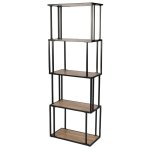 Étagère bibliothèque bois et métal noir déstructurée 60x30x170cm Étagère bibliothèque bois et métal noir déstructurée 60x30x170cm