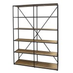 Etag�re en bois marron et fer forg� noir antique 145 x 41 x 200 cm