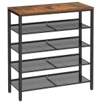 �tag�re chaussure 5 niveaux en m�tal marron rustique et noir