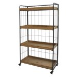 Etag�re desserte chariot en bois marron et fer noir 81. 5 x37. 5x 140 cm