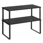 Étagère à épices lot de 2 extensible empilable bois d'ingénierie noir Étagère à épices lot de 2 extensible empilable bois d'ingénierie noir