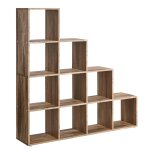 tagre escalier 10 compartiments effet bois marron caramel