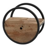 Etagre murale ronde d40cm bois recycl brut et mtal noir vieilli