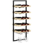 tagre range bouteilles mural 5 niv 15 bouteilles 4 verres acier bois